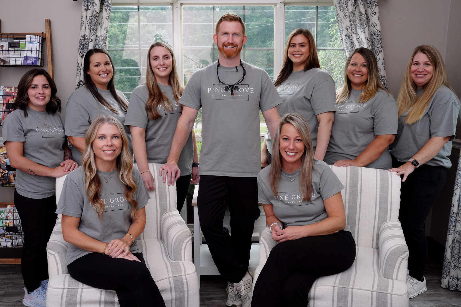 Dr. Hunter Stinson and the Pine Grove Dental Care team in the office